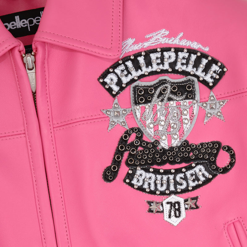 Pelle Pelle American Bruiser Pink Crop Leather Jacket view 3