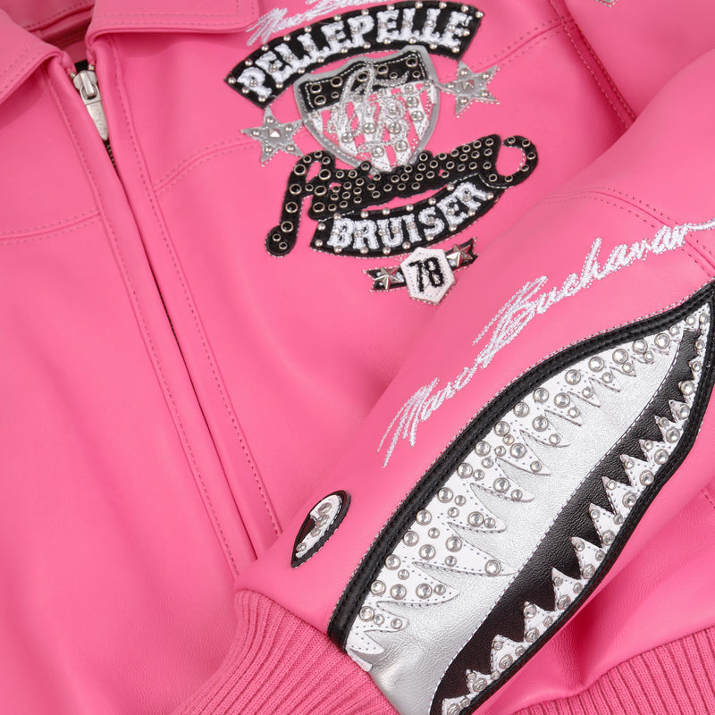Pelle Pelle American Bruiser Pink Crop Leather Jacket view 6