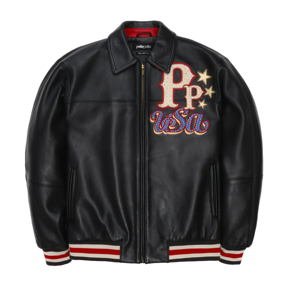 Pelle Pelle Stars and Stripes Black Leather Jacket