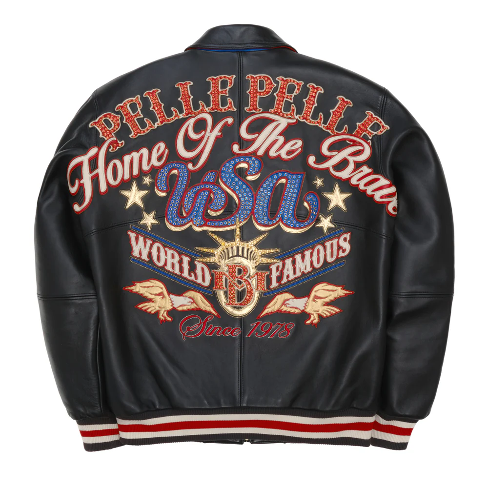 Pelle Pelle Stars and Stripes Black Leather Jacket view 2