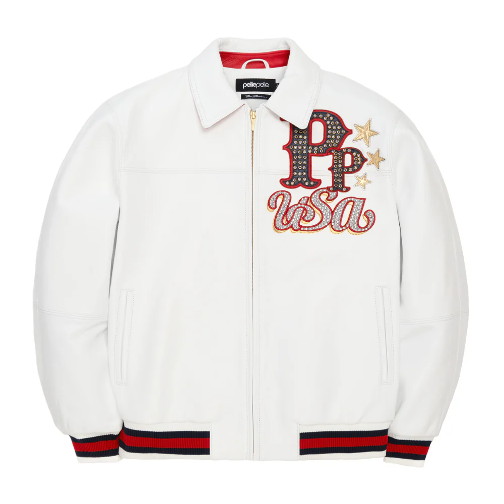 Pelle Pelle Stars and Stripes White Leather Jacket