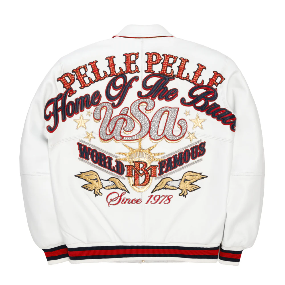 Pelle Pelle Stars and Stripes White Leather Jacket view 2