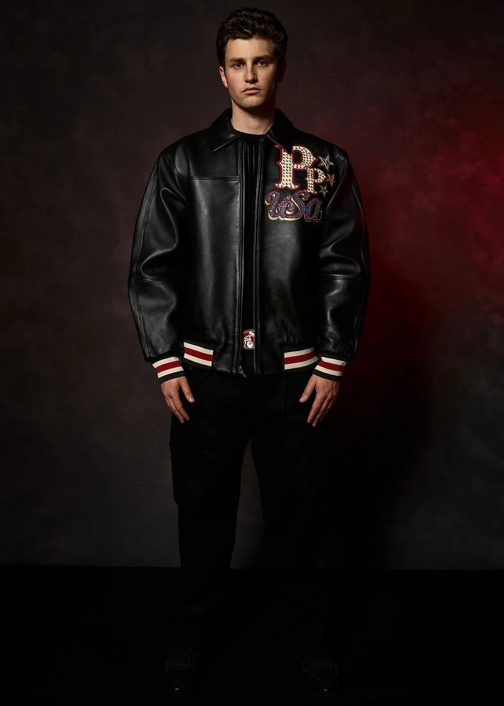 Pelle Pelle Stars and Stripes Black Leather Jacket view 7